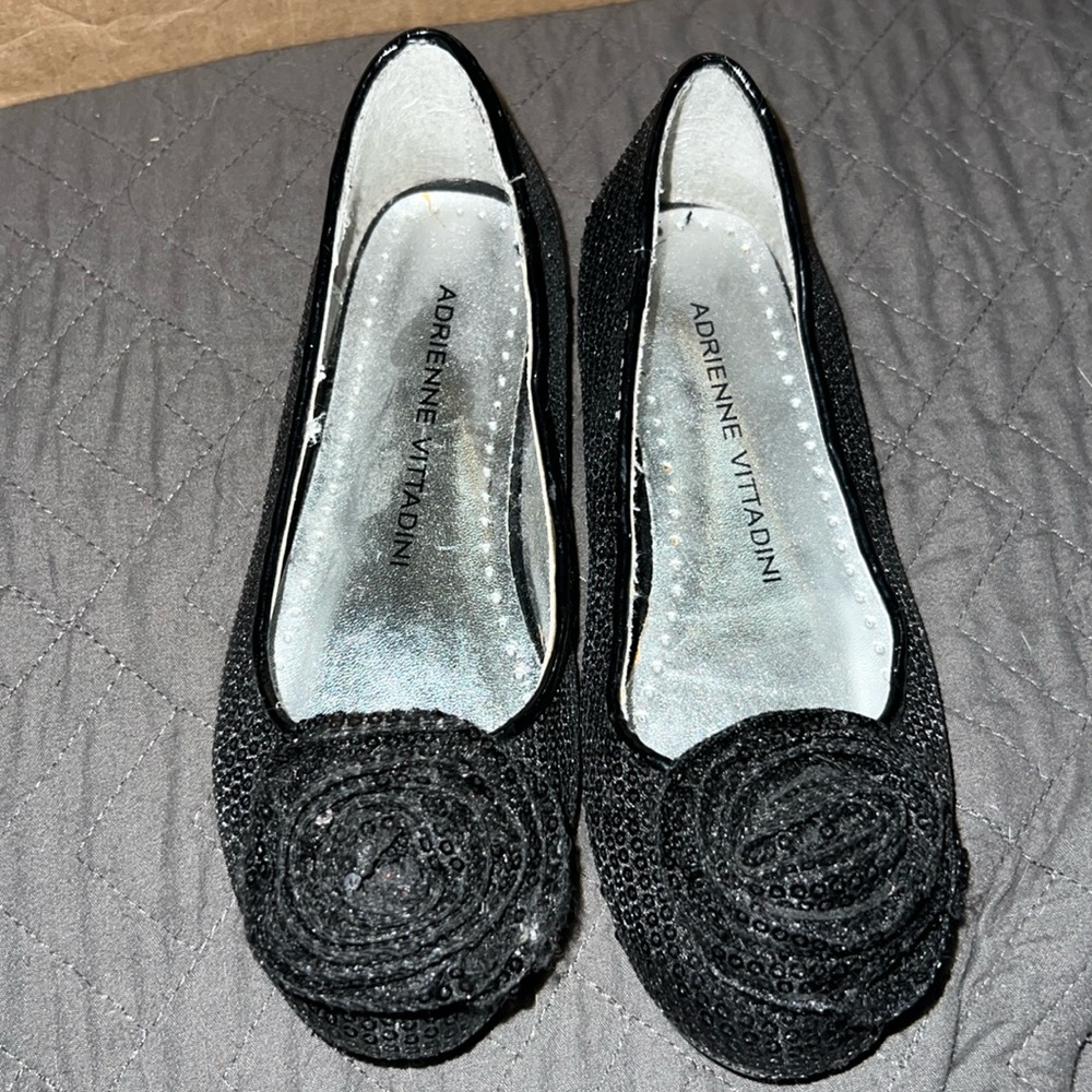 Little Girl’s Adrienne Vittadini Black Sequin Ballet Flats Size 13